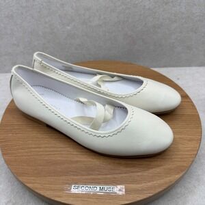 Bass10 Ballet Flats 37 6.5 White Leather Balletcore Coquette Spain